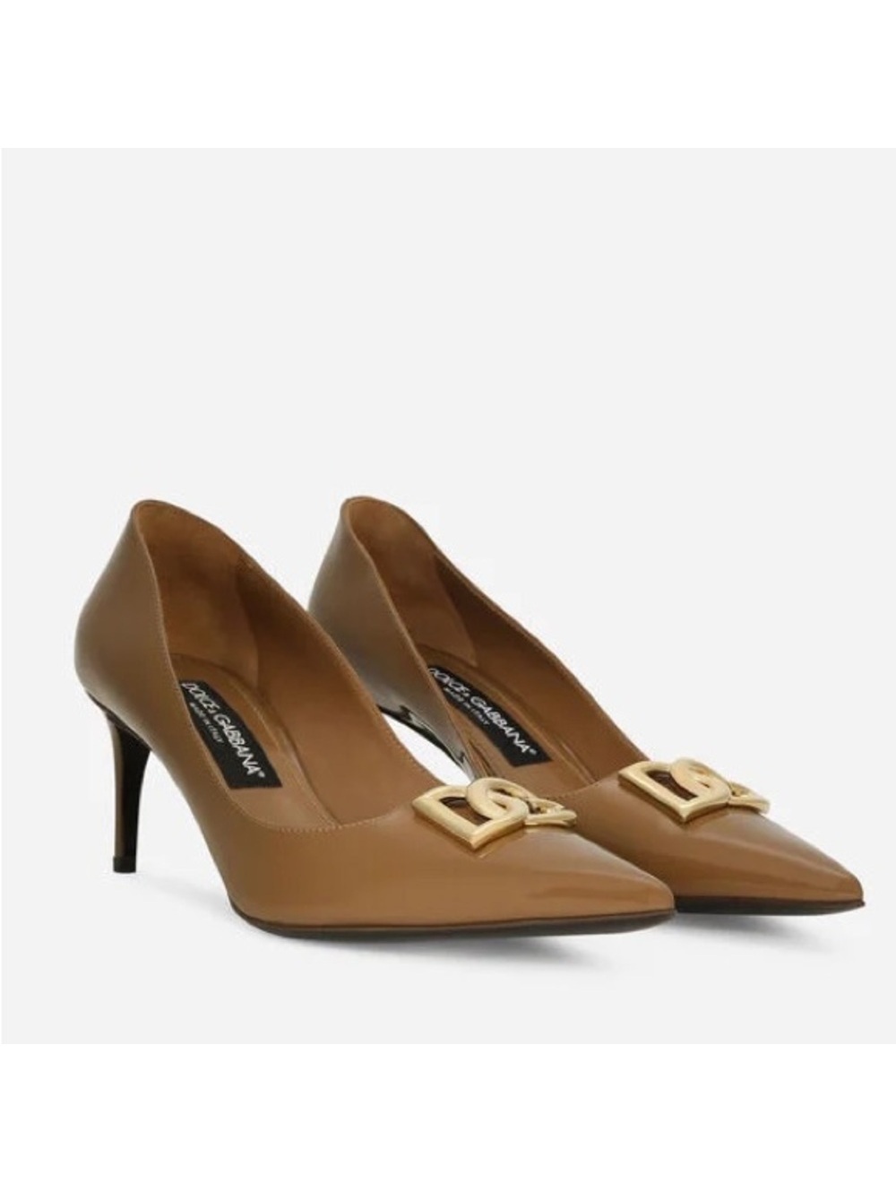 Dolce & Gabbana Patent Leather DG Calf Skin Pumps 60 Brown Size 36 New +2DustBag
